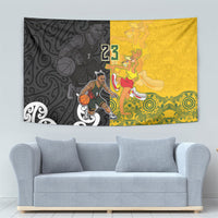 Aotearoa New Zealand And Australia Basketball Custom Tapestry Maori Tribal Tattoo And Aboriginal Dot Art Heritage LT03 - Polynesian Pride