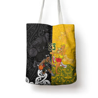 Aotearoa New Zealand And Australia Basketball Custom Tote Bag Maori Tribal Tattoo And Aboriginal Dot Art Heritage LT03 - Polynesian Pride
