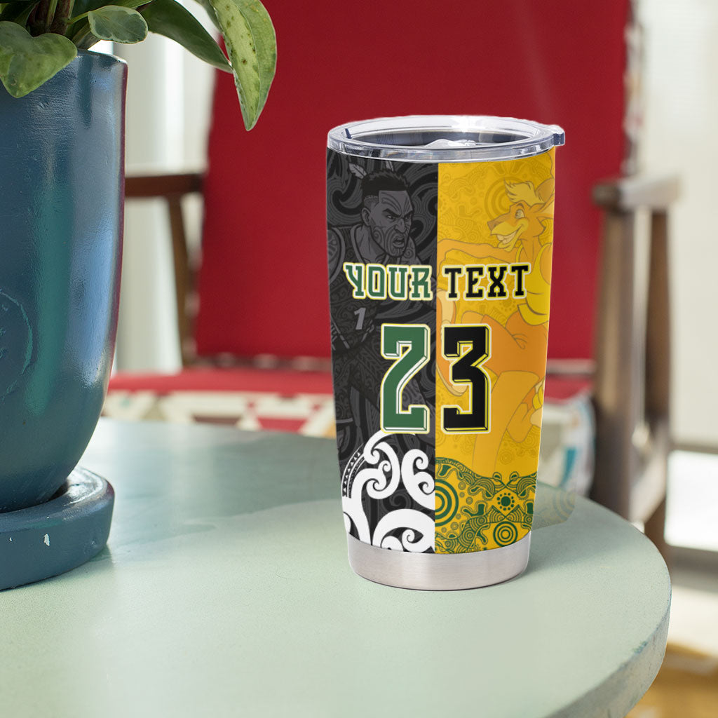 Aotearoa New Zealand And Australia Basketball Custom Tumbler Cup Maori Tribal Tattoo And Aboriginal Dot Art Heritage LT03 - Polynesian Pride