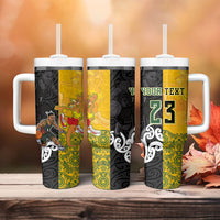 Aotearoa New Zealand And Australia Basketball Custom Tumbler With Handle Maori Tribal Tattoo And Aboriginal Dot Art Heritage LT03 - Polynesian Pride