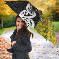 Aotearoa New Zealand And Australia Basketball Custom Umbrella Maori Tribal Tattoo And Aboriginal Dot Art Heritage LT03 - Polynesian Pride