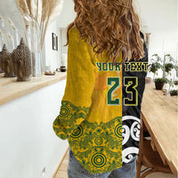 Aotearoa New Zealand And Australia Basketball Custom Women Casual Shirt Maori Tribal Tattoo And Aboriginal Dot Art Heritage LT03 - Polynesian Pride