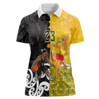 Aotearoa New Zealand And Australia Basketball Custom Women Polo Shirt Maori Tribal Tattoo And Aboriginal Dot Art Heritage LT03 Female Multicolor - Polynesian Pride