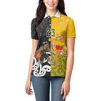 Aotearoa New Zealand And Australia Basketball Custom Women Polo Shirt Maori Tribal Tattoo And Aboriginal Dot Art Heritage LT03 - Polynesian Pride