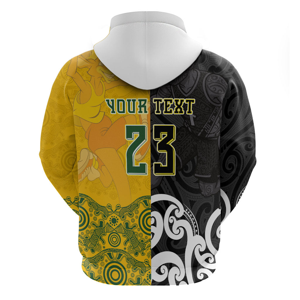 Aotearoa New Zealand And Australia Basketball Custom Zip Hoodie Maori Tribal Tattoo And Aboriginal Dot Art Heritage LT03 - Polynesian Pride