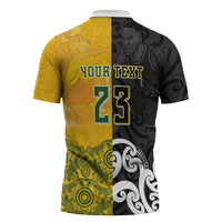 Aotearoa New Zealand And Australia Basketball Custom Zipper Polo Shirt Maori Tribal Tattoo And Aboriginal Dot Art Heritage LT03 - Polynesian Pride