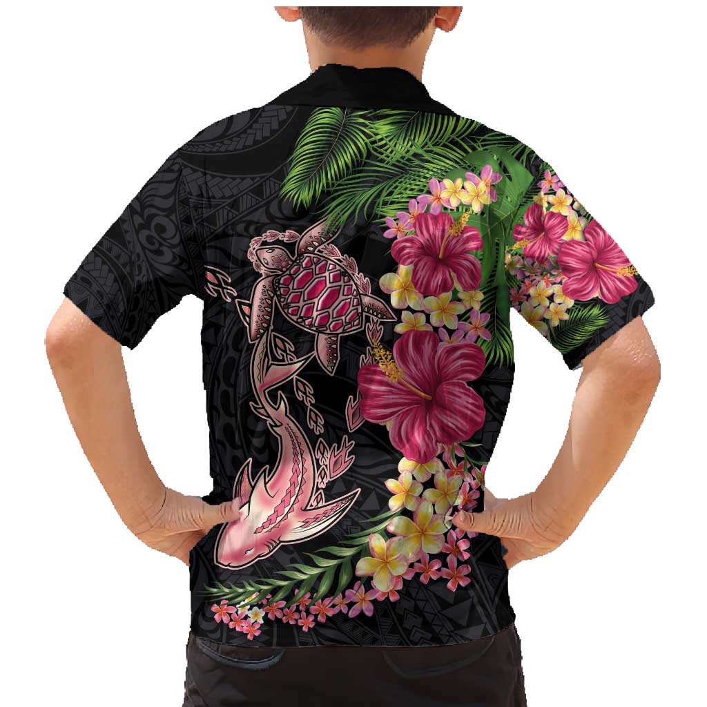 Hawaiian Tropical Plants Turtle and Shark Family Matching Mermaid Dress and Hawaiian Shirt Polynesian Art Tattoo LT03 - Polynesian Pride