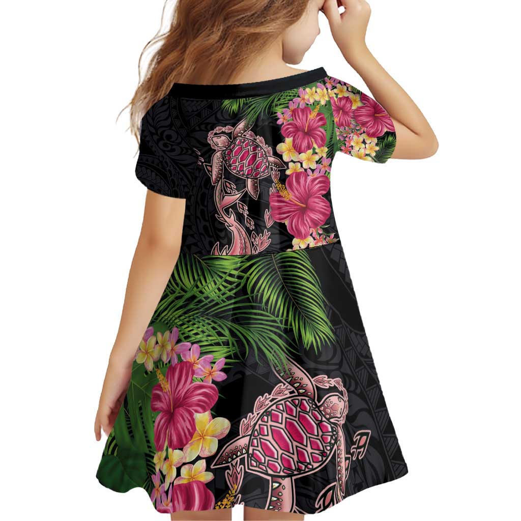 Hawaiian Tropical Plants Turtle and Shark Family Matching Off Shoulder Short Dress and Hawaiian Shirt Polynesian Art Tattoo LT03 - Polynesian Pride