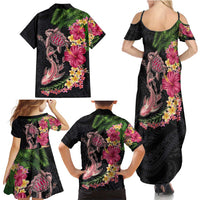 Hawaiian Tropical Plants Turtle and Shark Family Matching Summer Maxi Dress and Hawaiian Shirt Polynesian Art Tattoo LT03 - Polynesian Pride