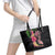 Hawaiian Tropical Plants Turtle and Shark Leather Tote Bag Polynesian Art Tattoo