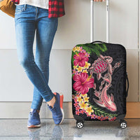 Hawaiian Tropical Plants Turtle and Shark Luggage Cover Polynesian Art Tattoo