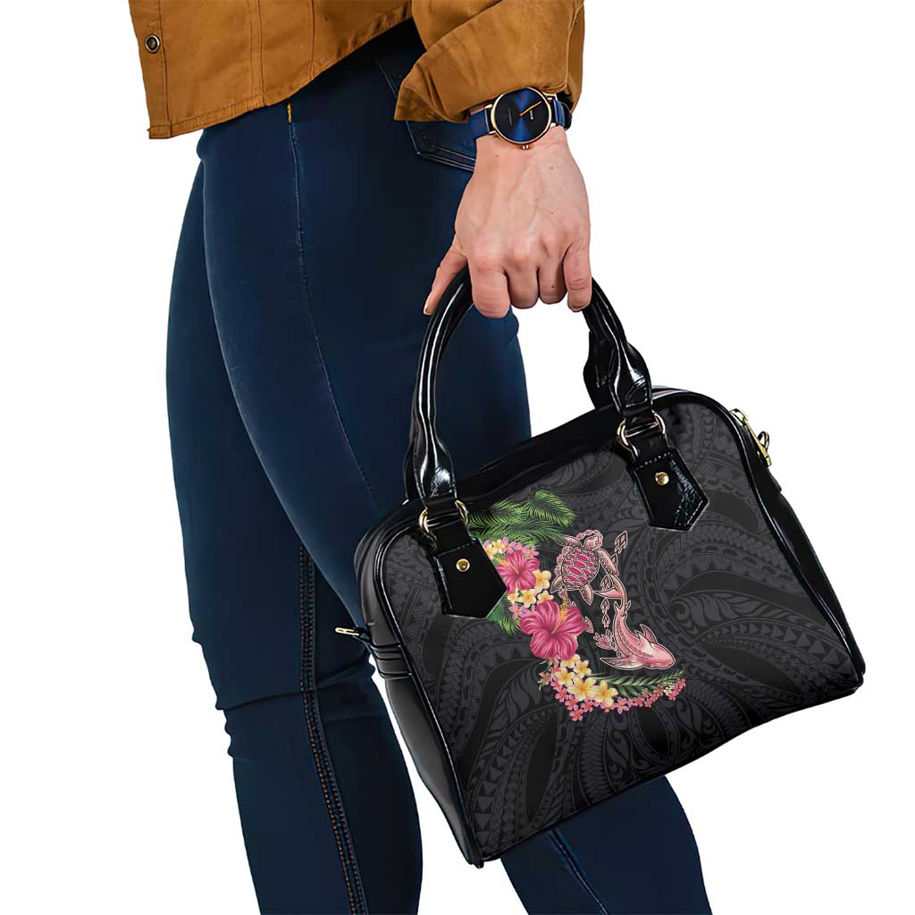 Hawaiian Tropical Plants Turtle and Shark Shoulder Handbag Polynesian Art Tattoo