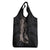 Hawaiian Tropical Plants Turtle and Shark Grocery Bag Polynesian Art Tattoo Grayscale Color