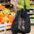Hawaiian Tropical Plants Turtle and Shark Grocery Bag Polynesian Art Tattoo Grayscale Color