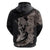 Hawaiian Tropical Plants Turtle and Shark Hoodie Polynesian Art Tattoo Grayscale Color