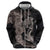 Hawaiian Tropical Plants Turtle and Shark Hoodie Polynesian Art Tattoo Grayscale Color