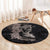 Hawaiian Tropical Plants Turtle and Shark Round Carpet Polynesian Art Tattoo Grayscale Color