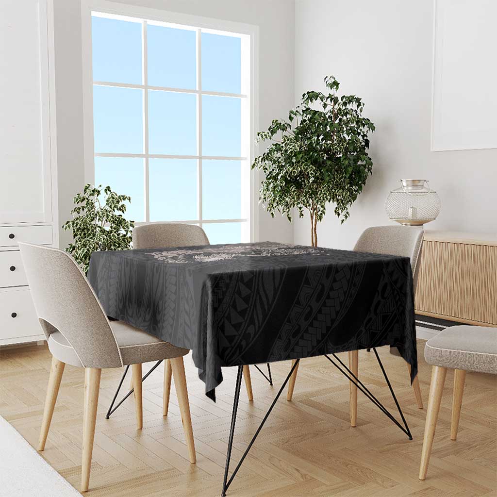 Hawaiian Tropical Plants Turtle and Shark Tablecloth Polynesian Art Tattoo Grayscale Color
