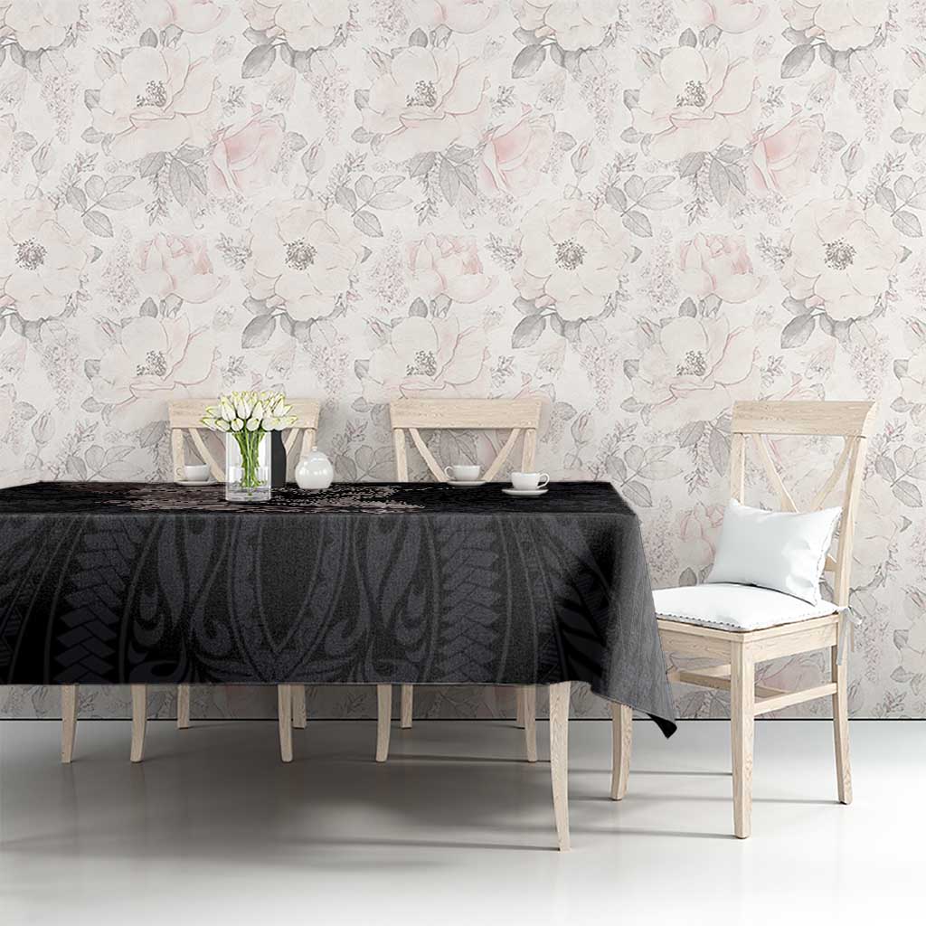 Hawaiian Tropical Plants Turtle and Shark Tablecloth Polynesian Art Tattoo Grayscale Color