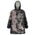 Hawaiian Tropical Plants Turtle and Shark Wearable Blanket Hoodie Polynesian Art Tattoo Grayscale Color