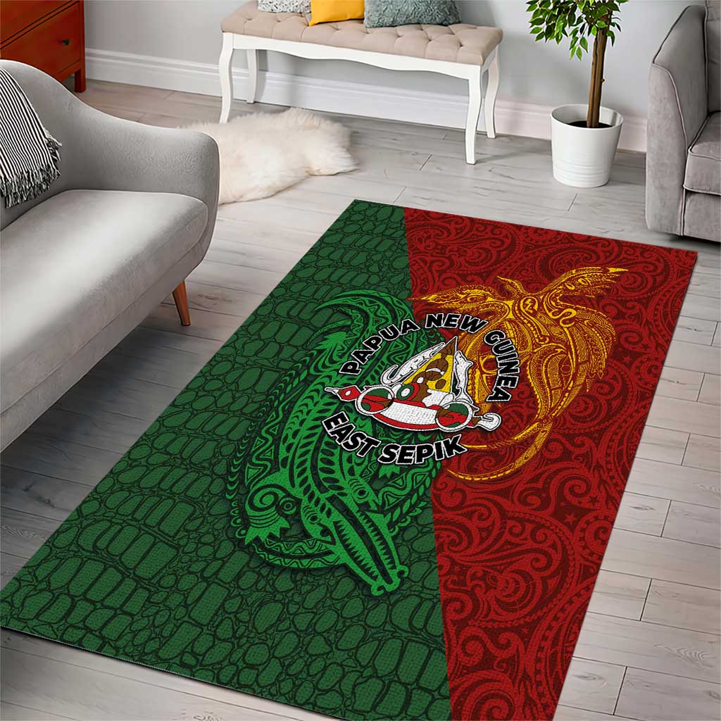 Papua New Guinea East Sepik Province Area Rug Tribal Crocodile Birds of Paradise Melanesian Tattoo LT03 - Polynesian Pride