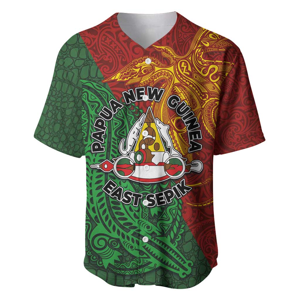 Papua New Guinea East Sepik Province Baseball Jersey Tribal Crocodile Birds of Paradise Melanesian Tattoo LT03 Green - Polynesian Pride