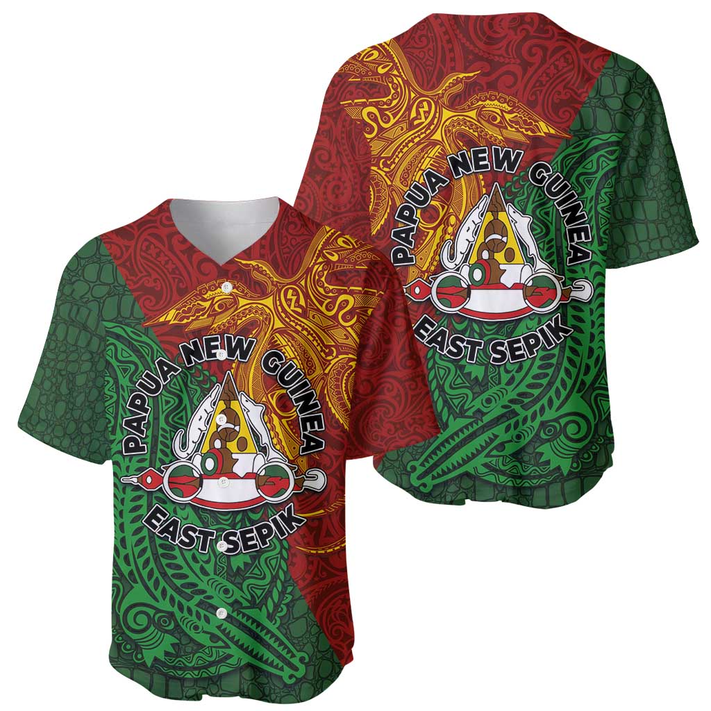Papua New Guinea East Sepik Province Baseball Jersey Tribal Crocodile Birds of Paradise Melanesian Tattoo LT03 - Polynesian Pride