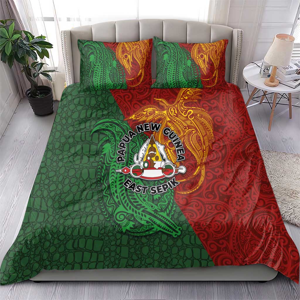 Papua New Guinea East Sepik Province Bedding Set Tribal Crocodile Birds of Paradise Melanesian Tattoo LT03 - Polynesian Pride