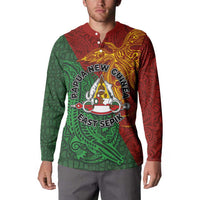 Papua New Guinea East Sepik Province Button Sweatshirt Tribal Crocodile Birds of Paradise Melanesian Tattoo LT03 - Polynesian Pride