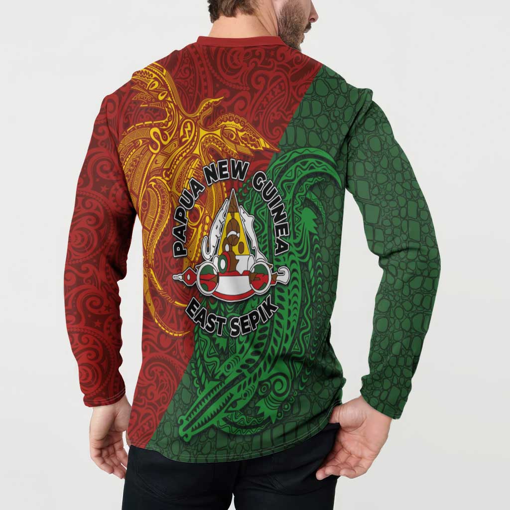 Papua New Guinea East Sepik Province Button Sweatshirt Tribal Crocodile Birds of Paradise Melanesian Tattoo LT03 - Polynesian Pride