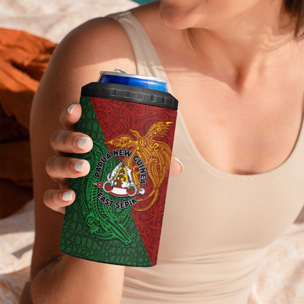 Papua New Guinea East Sepik Province 4 in 1 Can Cooler Tumbler Tribal Crocodile Birds of Paradise Melanesian Tattoo LT03 - Polynesian Pride