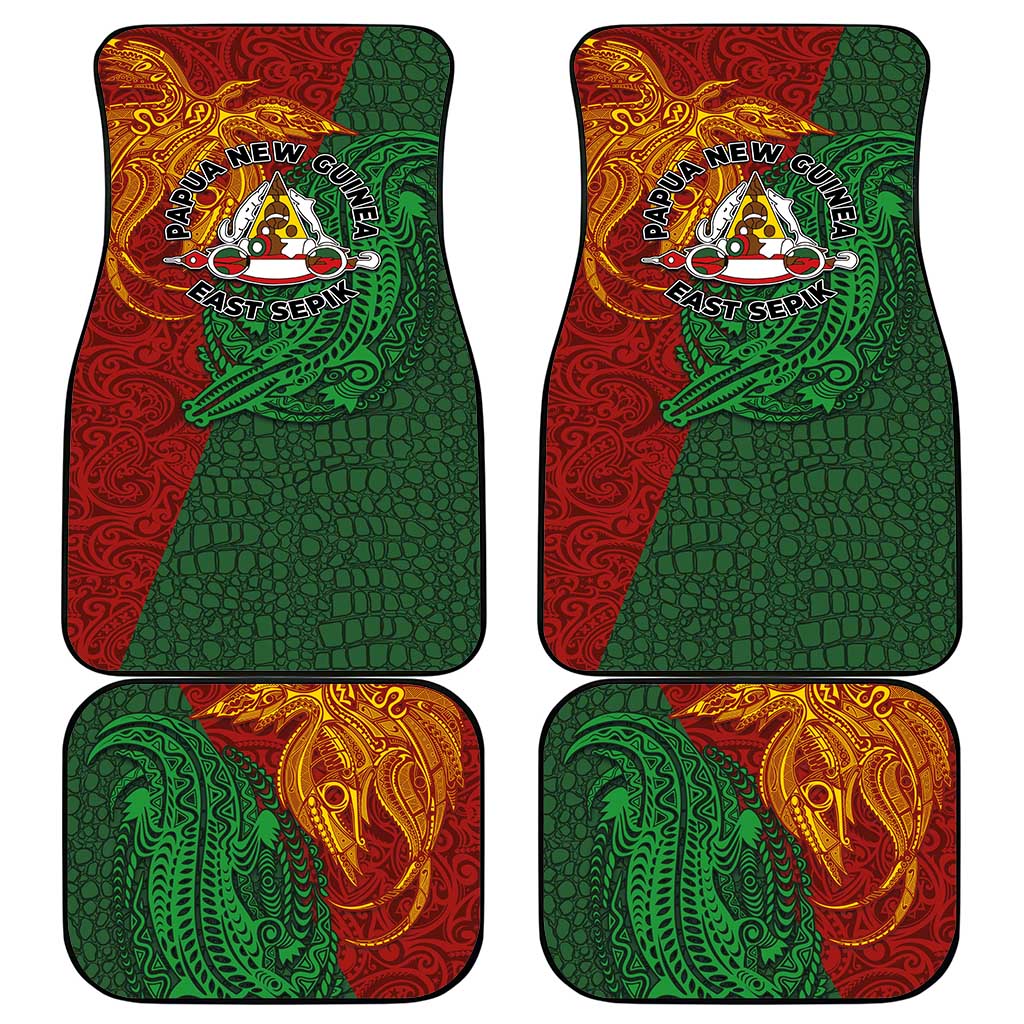 Papua New Guinea East Sepik Province Car Mats Tribal Crocodile Birds of Paradise Melanesian Tattoo LT03 - Polynesian Pride