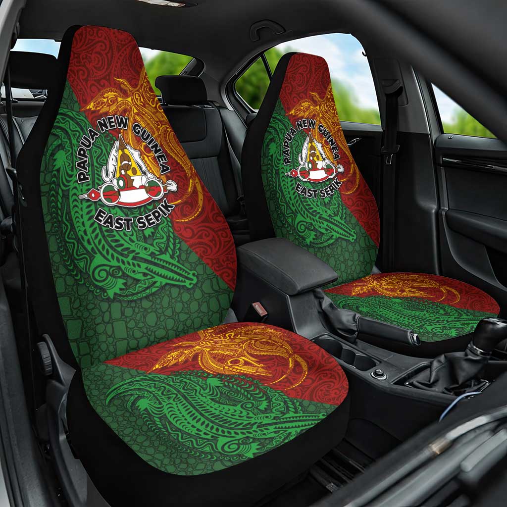 Papua New Guinea East Sepik Province Car Seat Cover Tribal Crocodile Birds of Paradise Melanesian Tattoo LT03 One Size Green - Polynesian Pride