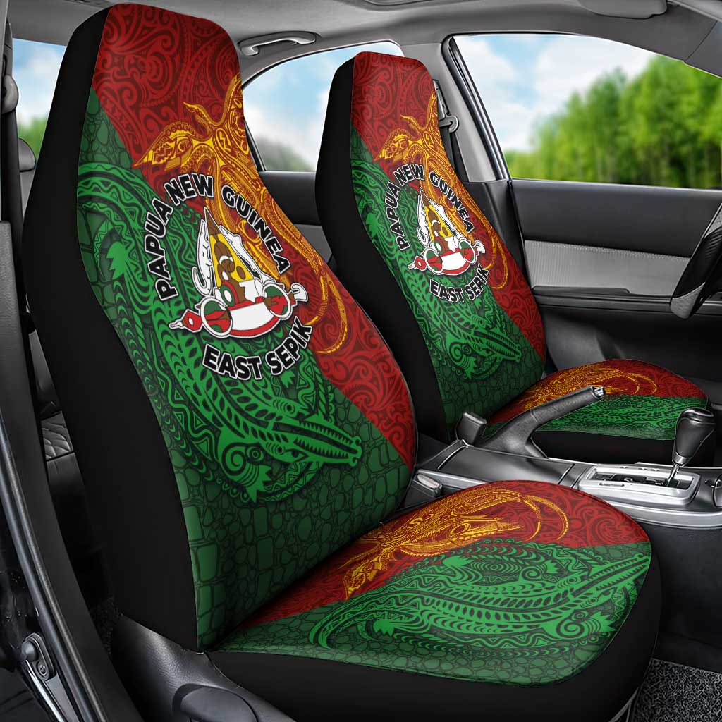 Papua New Guinea East Sepik Province Car Seat Cover Tribal Crocodile Birds of Paradise Melanesian Tattoo LT03 - Polynesian Pride