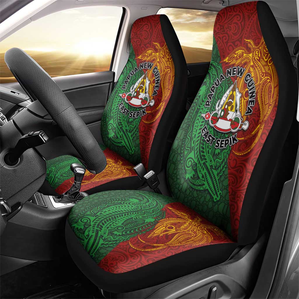 Papua New Guinea East Sepik Province Car Seat Cover Tribal Crocodile Birds of Paradise Melanesian Tattoo LT03 - Polynesian Pride