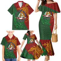 Papua New Guinea East Sepik Province Family Matching Mermaid Dress and Hawaiian Shirt Tribal Crocodile Birds of Paradise Melanesian Tattoo LT03 - Polynesian Pride