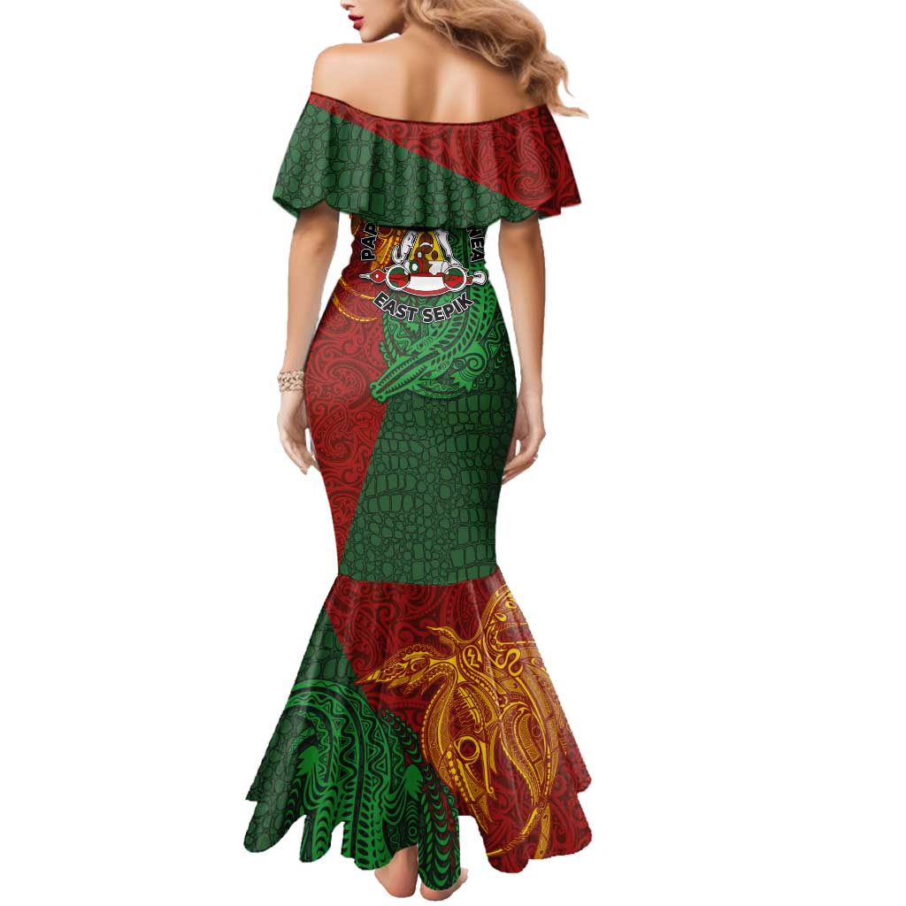 Papua New Guinea East Sepik Province Family Matching Mermaid Dress and Hawaiian Shirt Tribal Crocodile Birds of Paradise Melanesian Tattoo LT03 - Polynesian Pride
