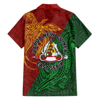 Papua New Guinea East Sepik Province Family Matching Off The Shoulder Long Sleeve Dress and Hawaiian Shirt Tribal Crocodile Birds of Paradise Melanesian Tattoo LT03 - Polynesian Pride