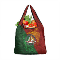 Papua New Guinea East Sepik Province Grocery Bag Tribal Crocodile Birds of Paradise Melanesian Tattoo LT03 1-pack One Size Green - Polynesian Pride