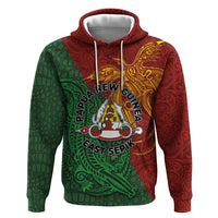 Papua New Guinea East Sepik Province Hoodie Tribal Crocodile Birds of Paradise Melanesian Tattoo LT03 Pullover Hoodie Green - Polynesian Pride