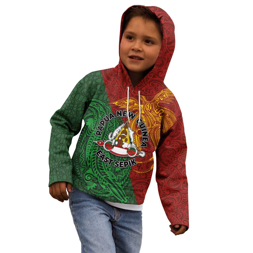 Papua New Guinea East Sepik Province Kid Hoodie Tribal Crocodile Birds of Paradise Melanesian Tattoo LT03 - Polynesian Pride