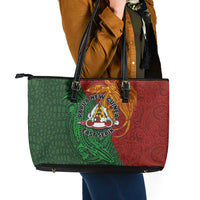 Papua New Guinea East Sepik Province Leather Tote Bag Tribal Crocodile Birds of Paradise Melanesian Tattoo LT03 - Polynesian Pride