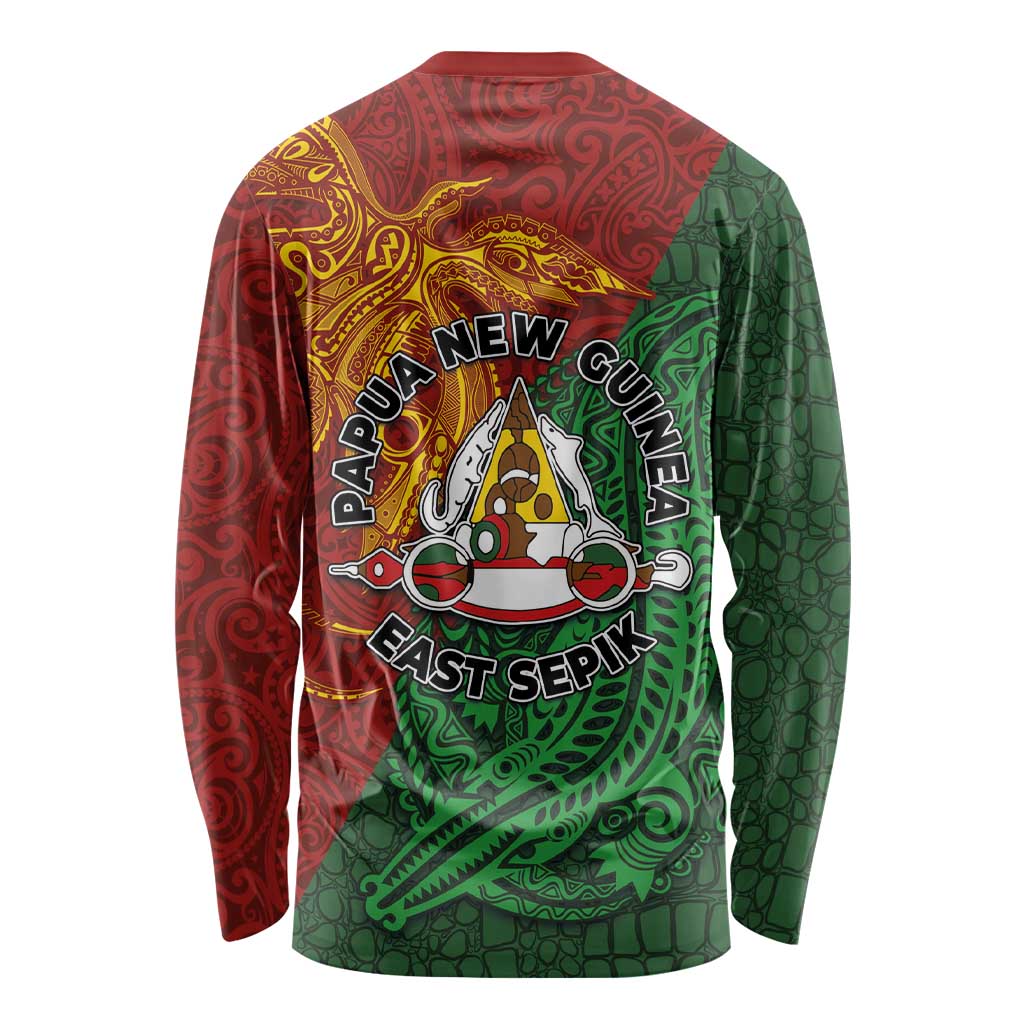 Papua New Guinea East Sepik Province Long Sleeve Shirt Tribal Crocodile Birds of Paradise Melanesian Tattoo LT03 - Polynesian Pride