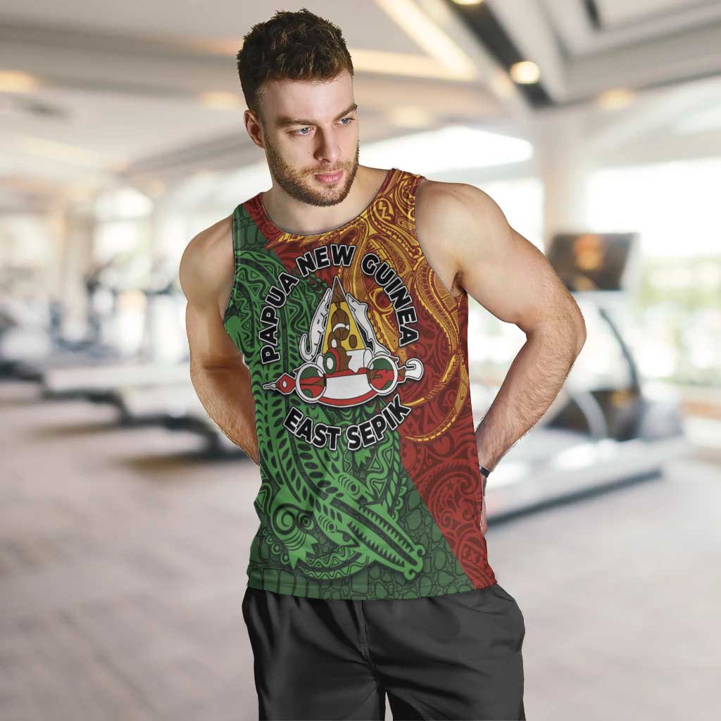 Papua New Guinea East Sepik Province Men Tank Top Tribal Crocodile Birds of Paradise Melanesian Tattoo LT03 Green - Polynesian Pride