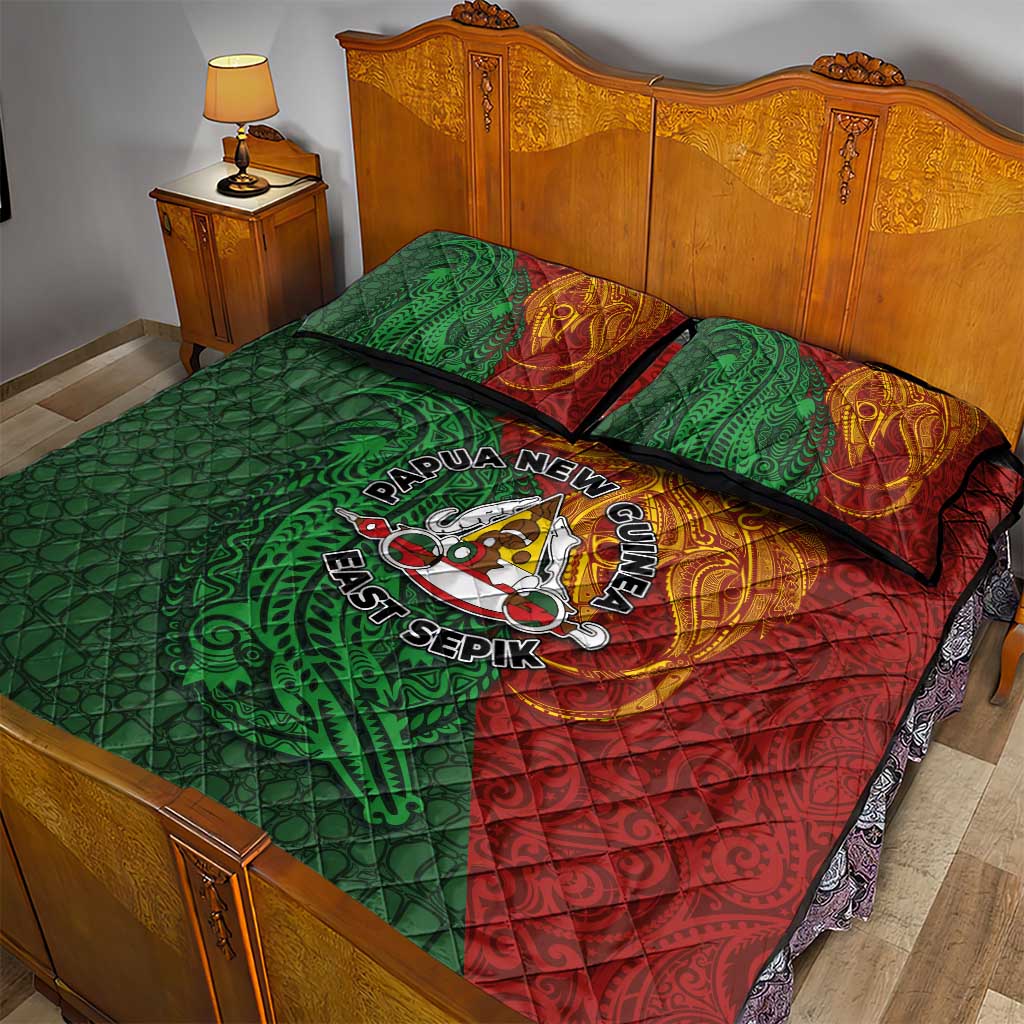 Papua New Guinea East Sepik Province Quilt Bed Set Tribal Crocodile Birds of Paradise Melanesian Tattoo LT03 - Polynesian Pride