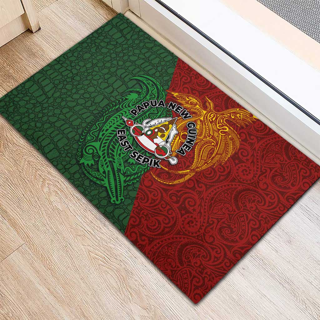 Papua New Guinea East Sepik Province Rubber Doormat Tribal Crocodile Birds of Paradise Melanesian Tattoo LT03 - Polynesian Pride