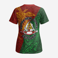 Papua New Guinea East Sepik Province Scrub Top Tribal Crocodile Birds of Paradise Melanesian Tattoo LT03 - Polynesian Pride