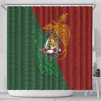 Papua New Guinea East Sepik Province Shower Curtain Tribal Crocodile Birds of Paradise Melanesian Tattoo LT03 - Polynesian Pride