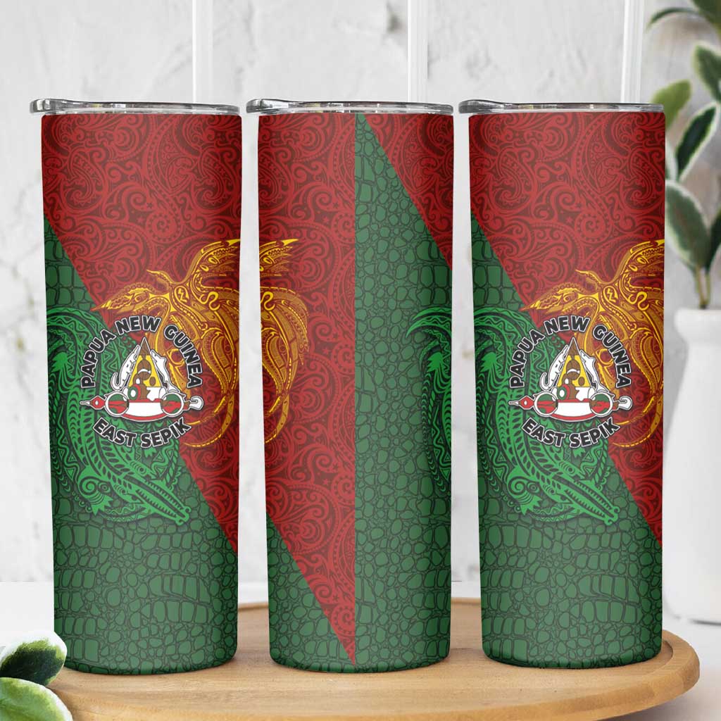 Papua New Guinea East Sepik Province Skinny Tumbler Tribal Crocodile Birds of Paradise Melanesian Tattoo LT03 - Polynesian Pride