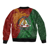 Papua New Guinea East Sepik Province Sleeve Zip Bomber Jacket Tribal Crocodile Birds of Paradise Melanesian Tattoo LT03 - Polynesian Pride